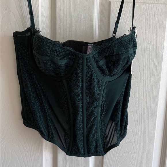 Urban Outfitters Dark Teal Lace Bustier Corset Top - Picture 4 of 6